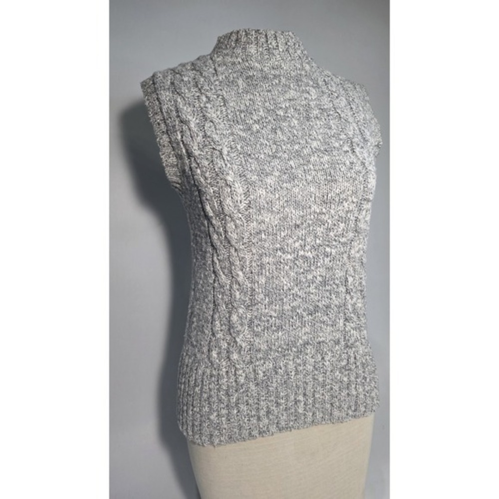 Vintage 80s St. John's Bay Made in USA Cable Knit Cotton Linen Grey Sweater Vest